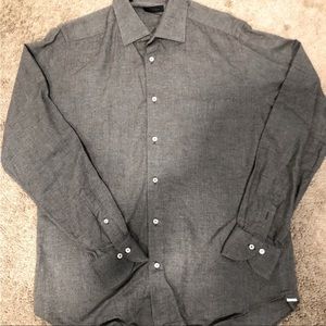 Saks Fifth Avenue heather gray button down shirt large